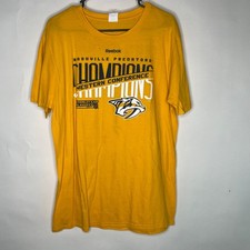 2017 Nashville Predators  Reebok T Shirt Yellow Adult Size L Short Sleeve Shirt