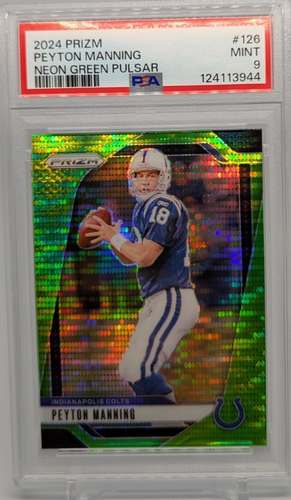 2024 Panini Prizm Football Peyton Manning Neon Green Pulsar #126 PSA 9 - Colts
