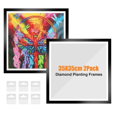NAIMOER 2Pack Diamond Painting Frames, Frames for 13.7x13.7in, 35x35cm Black 