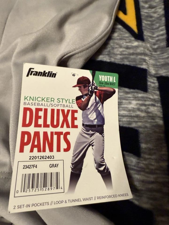 Pantalones de béisbol Franklin Youth pequeños, bragas, grises Foto 2 de 4