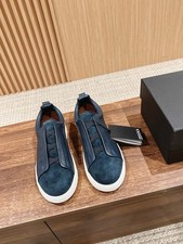 2026 ZEGNA Triple Stitch  Blue Men's Sneakers   Brand New with Tags  Box