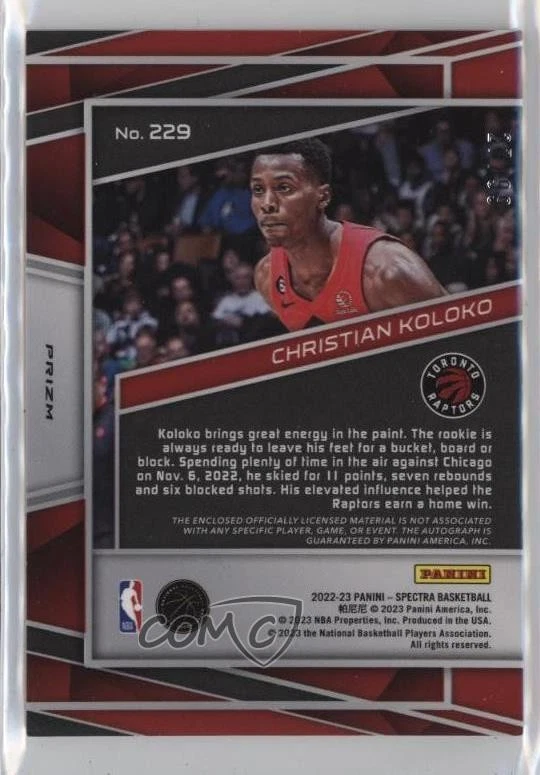 2022 Panini Spectra Jersey Celestial Prizm /99 Christian Koloko Rookie Auto RC - Image 2 of 2