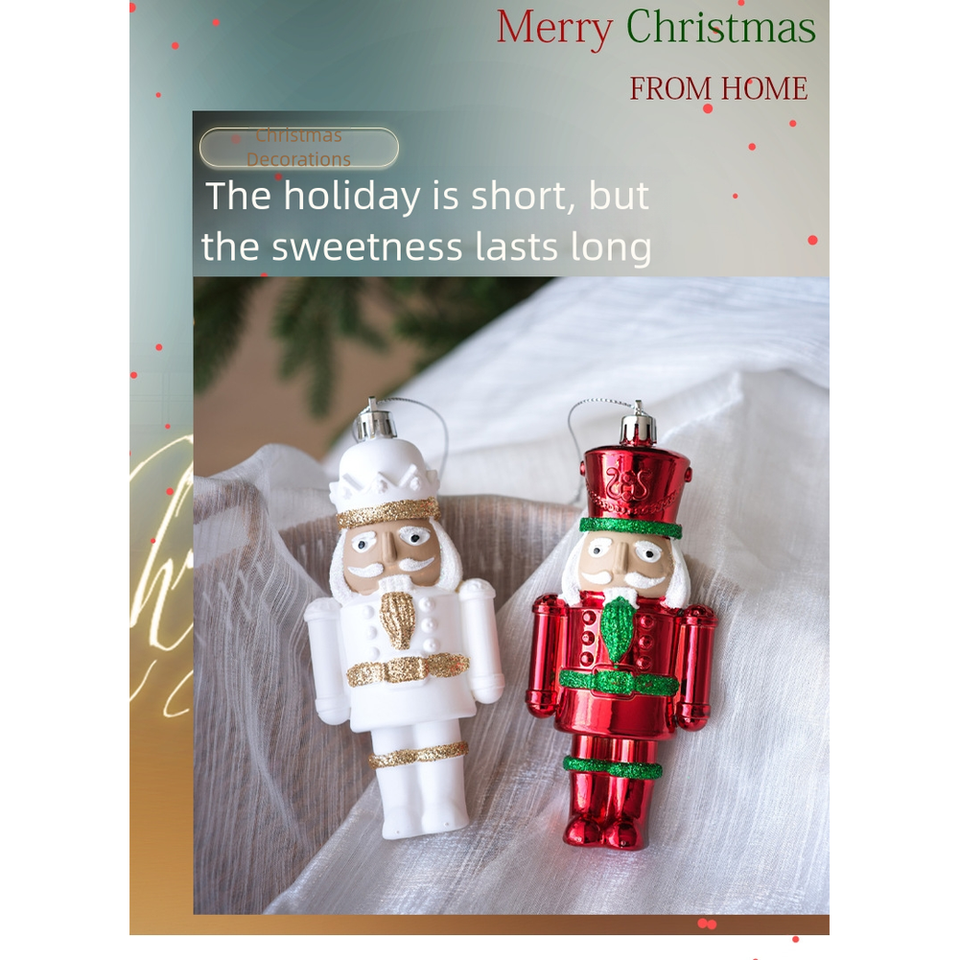 Holiday Plastic Christmas Tree Ornaments White Red Nutcracker and Santa ...