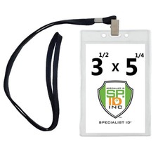 10 Pack - Clear Vertical Large Credential ID Badge Holders 3 10 Pack, Black