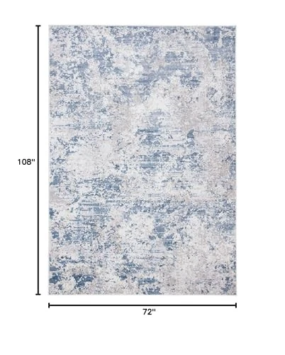 Amelia Collection Area Rug - 6' x 9', Grey & Blue, Modern Abstract Design, - Image 3 of 4
