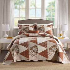 Quilt Set King Size - 3 Piece Microfiber Quilts Reversible Bedspreads Patchwork 