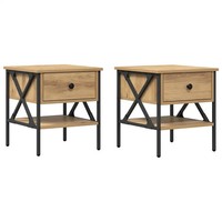 Nachttisch Mit Schubladen 2Er Set Artisan-Eiche 40X42X45 Cm