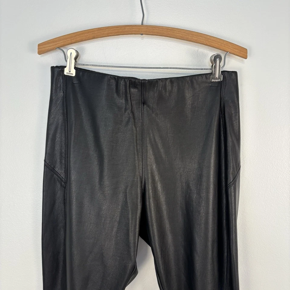 Nordstrom Cintura Alta Imitación Cuero Híbrido Leggings Pantalones Mujer’s Grande Negro Foto 3 de 4