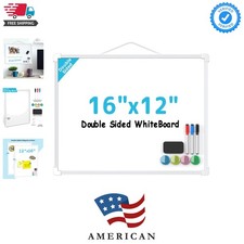 Double-Sided Dry Erase Board for Wall, 16"x12" Hanging Whiteboard  Small Dry...