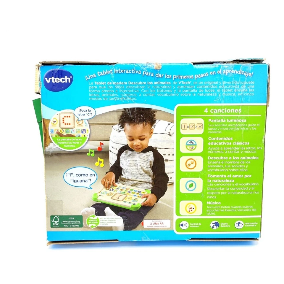 Vtech Baby Interaktives Tablet Lerntablet aus Holz Natur Musik Tiere für Kinder - Bild 2 von 2