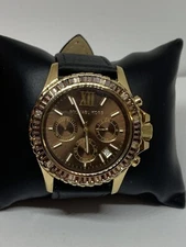 Michael Kors MK5873 Women's Black Leather Analog Dial Quartz Genuine Watch BP628