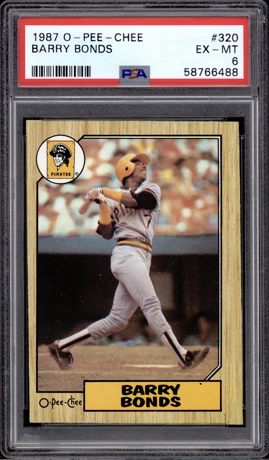 1987 OPC #320 BARRY BONDS BASEBALL PSA 6 EXCELLENT- NEAR MINT