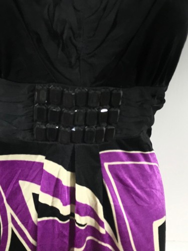 Monsoon Black & Purple Floral Lined BEADED MAXI Dress, UK 12, New With Tags - Picture 6 of 15