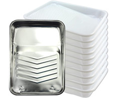 1 Pcs 9 Metal Paint Tray with 10 Tray Liners,...