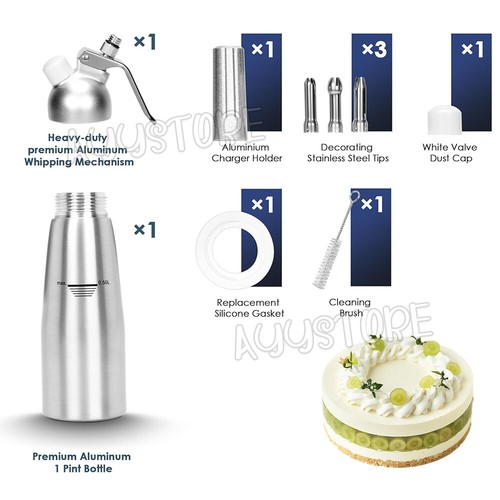 Cream Whipper Whipped Cream Dispenser Charger New Black Coffee Dessert Foam Whip - Picture 5 of 9