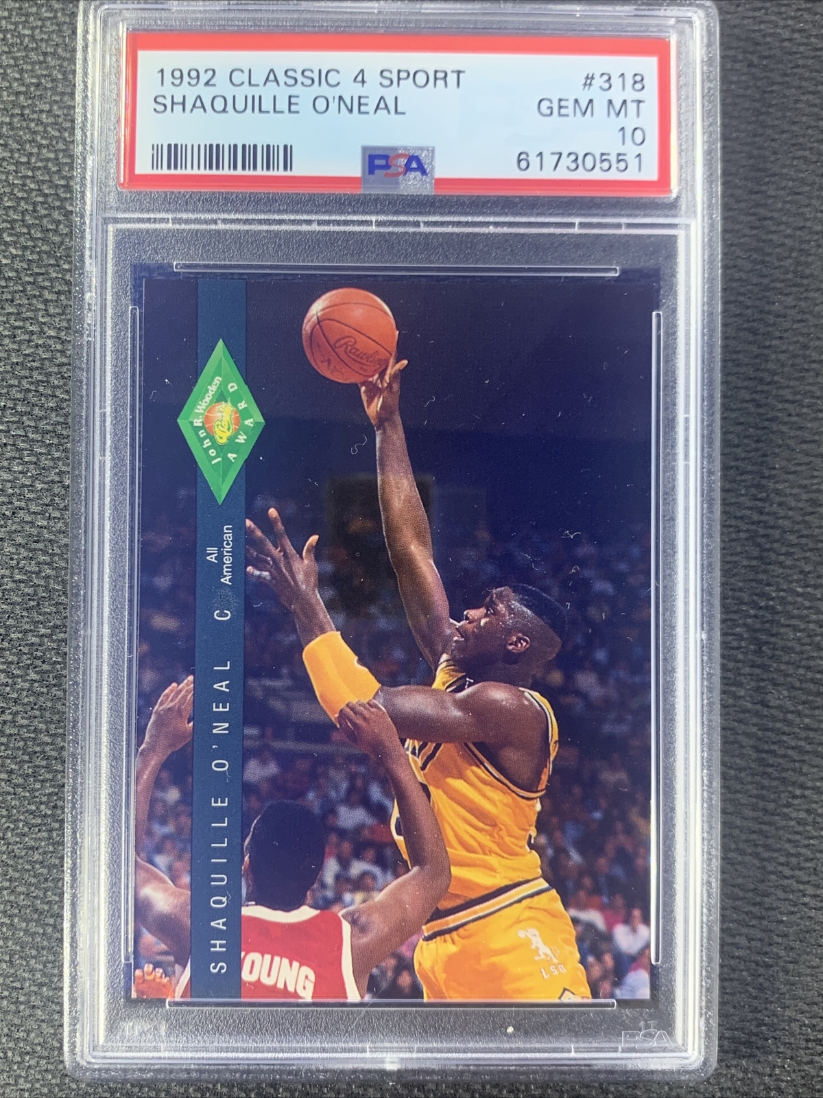 1992 CLASSIC 4 SPORT #318 SHAQUILLE O'NEAL RC ROOKIE HOF PSA 10 RARE POP 139