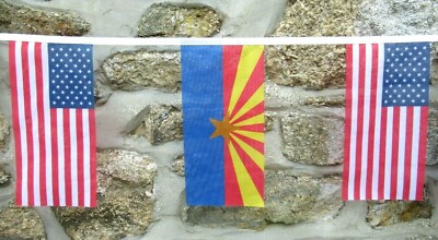 Flagge USA & US Staatsfreundschaft Flagge Wimpelkette - 20m mit 56 Flaggen - alle 50 Staaten