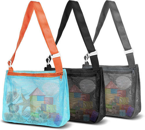 Mesh Beach Bag for Holding Toys,Sand Towels Tote for Kids Seashell Collecting,Sw