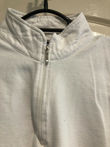 Polarbird Size L White Cotton Long Sleeve 1/4 Zip Track Top GUC Fits Sz 14 - Picture 7 of 8