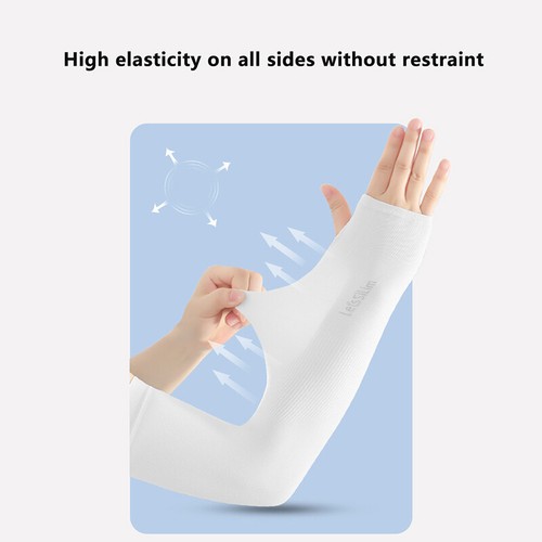 Running Arm Sleeves Ice Silk Sunscreen Sun-resistant Long Gloves Solid*J