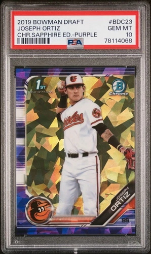 2019 Bowman Draft Sapphire Joseph (Joey) Ortiz Purple Parallel /10 PSA 10 POP 2