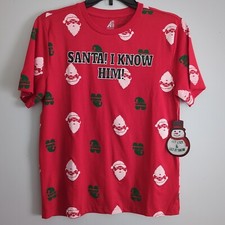 Santa I Know Him Youth Large 14/16 Christmas T-shirt, New w/ Tags    P10 