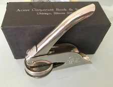 VINTAGE CORPORATE SEAL STAMP PRESS ACME CORPORATE BOOK & SEAL CO CHICAGO USA
