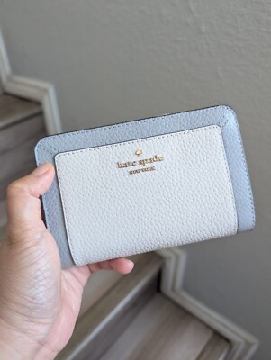 NWT Kate Spade KI834 Lena Colorblock Medium Compact Bifold Wallet Mountain  Grey