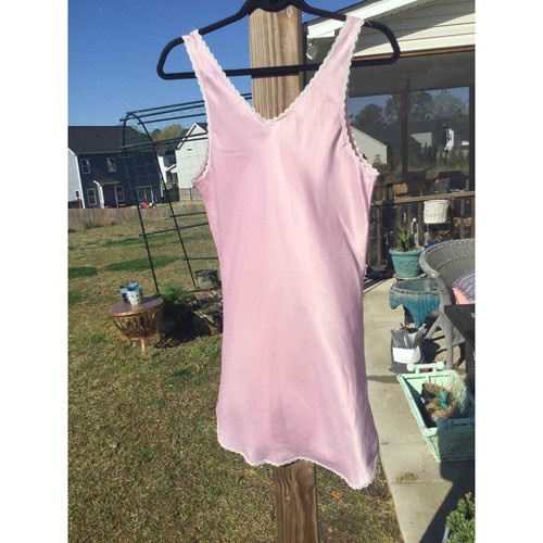 Vtg Pinx womens slip M medium pink lace nightie chemise Hollywood USA Lingerie - Picture 7 of 13