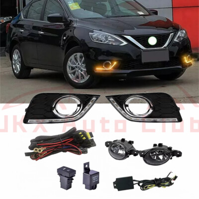 For Nissan Sentra 2016-19 s LED DRL Daytime Fog Light Driving Lamp Cover W/ Kit