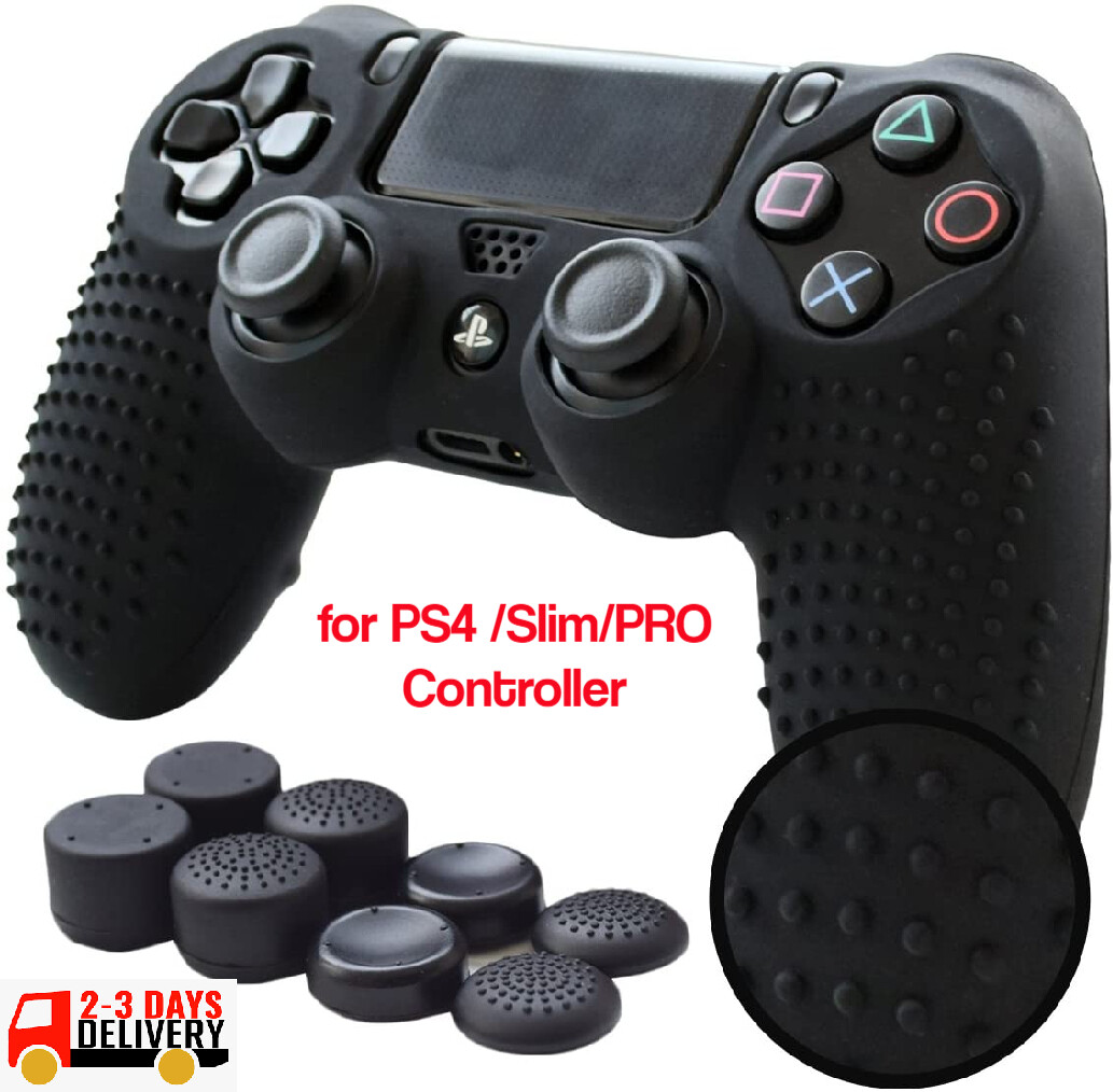 For PS4 /SLIM /PRO Controller Anti-Slip Silicone Cover Skin Grip x1 Skin x8 Grip