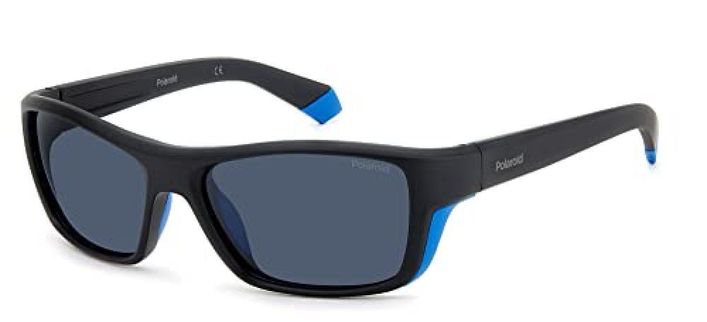 (TG. 57) Polaroid PLD 7046/s Sunglasses, OY4/C3 Black Azure, 57 Men's - NUOVO