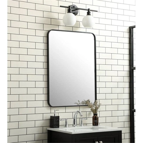 Elegant Decor Evermore 24x32" Soft Corner Metal Rectangular Mirror in Black - Picture 8 of 8