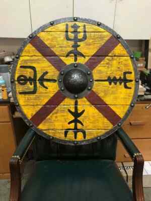 King Finehair Viking Battleworn Shield Battleworn Round Wooden Shield Medieval