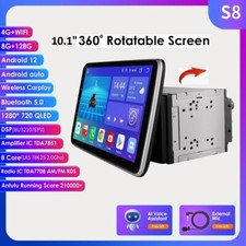 Double 2DIN 10.1" Rotatable IPS Car Stereo 8G 128GB Android 14 GPS Radio CarPlay