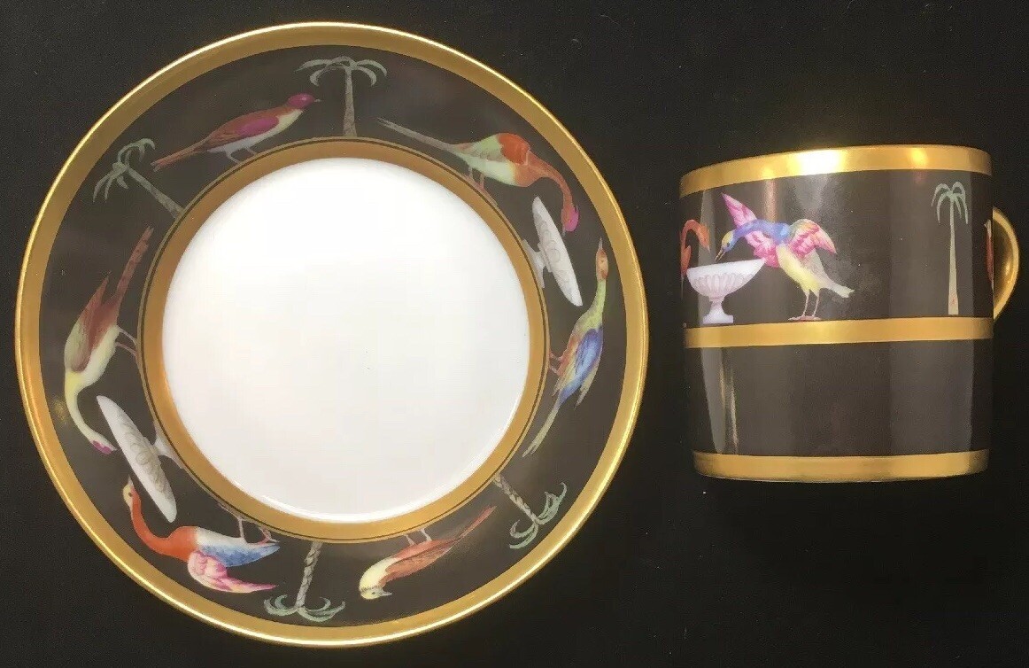 Ancienne Manufacture Royale de Limoges Porcelain Aux Oiseaux Cup