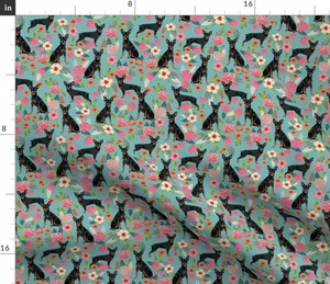 Min Pin Miniature Pinscher Doberman Floral Fabric Printed ...