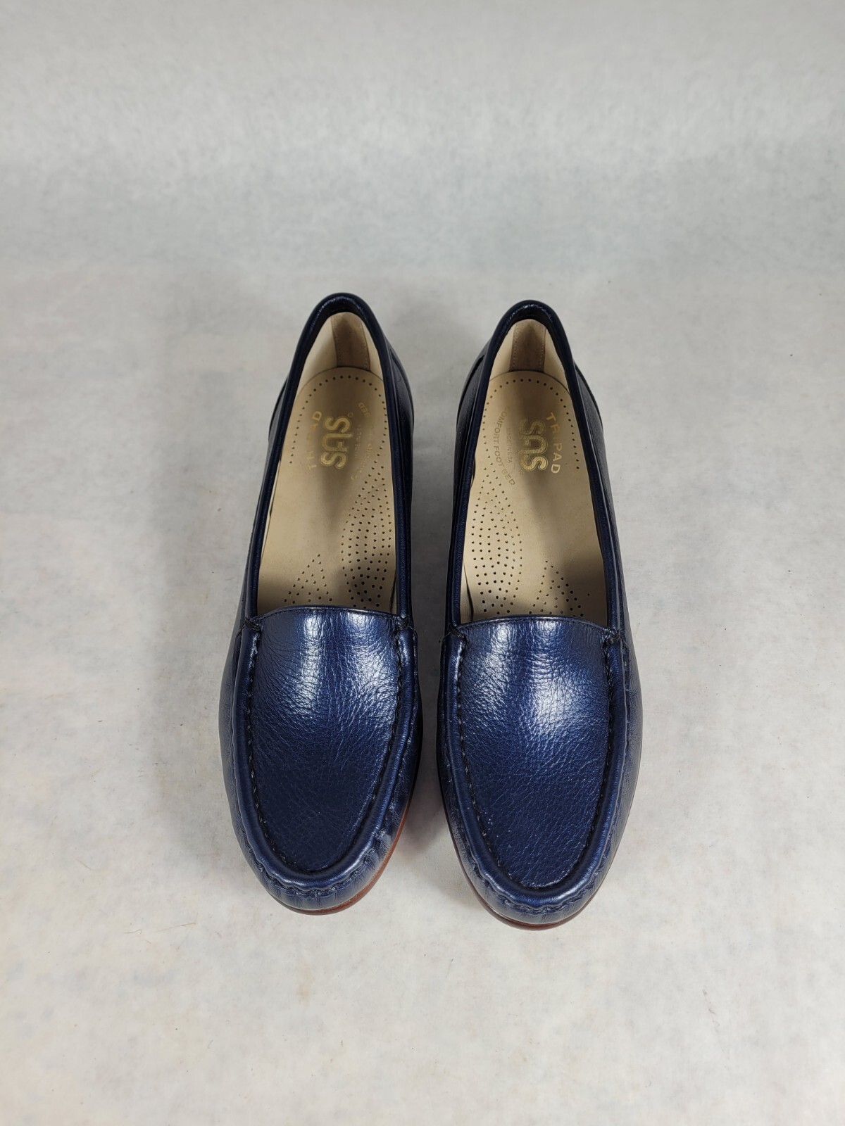 SAS Womens Navy Tripad Comfort Leather Loafers Shoes Flats USA Size 6.5