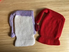 2 Vintage Child  s Hand Knit Ski Mask 1 Hole Balaclava With Tail 80s 90s