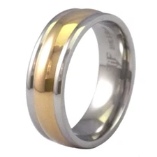 Traditional Wedding Ring Gold PVD Plated Stainless Steel Band 7mm Comfort Fit