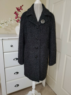 Anne Klein Women's Dark Heather Super Soft Wool Blend Single-Breasted Coat Sz.XL