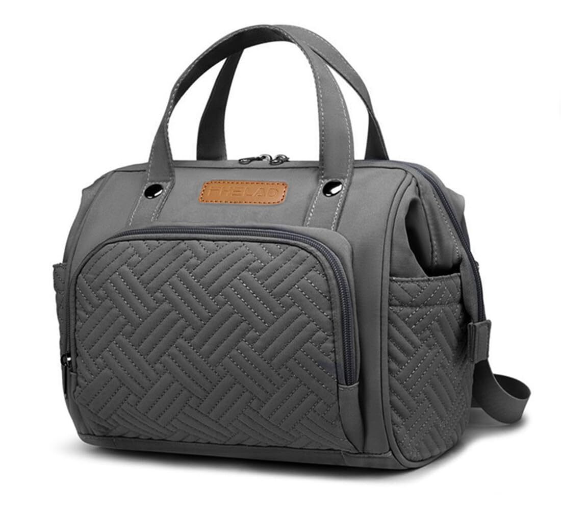 Compact Waterproof Dark Gray Diaper Bag Backpack Mini Tote-image