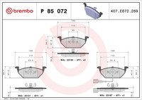 Brembo Bremsbelagsatz Scheibenbremse Xtra Line P 85 072X FüR VW Golf Polo Seat 6