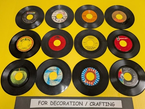 FOR DECOR: LOT OF 12 ROCK 7" 45 VINYL RECORDS Beatles Stones Grand Funk Hollies