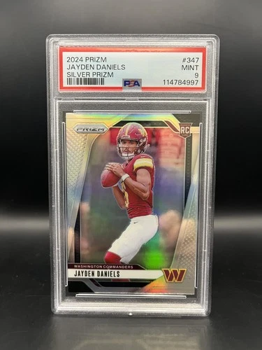 2024 Panini Silver Prizm #347 Jayden Daniels Commanders RC Rookie PSA 9 MINT