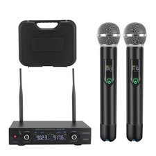 Wireless Microphone System with case, Metal UHF Dual Handheld 20 Channels Pro...