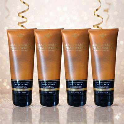 Bath & Body Works -Mahogany Teakwood Ultimate Hydration Body Cream 8 oz [4 Pack]