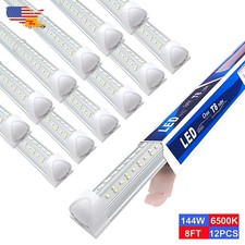 12 Pack 8 Foot 144W 18000Lm T8 LED Shop Lights 6500K Garage Ceiling Tube Fixture