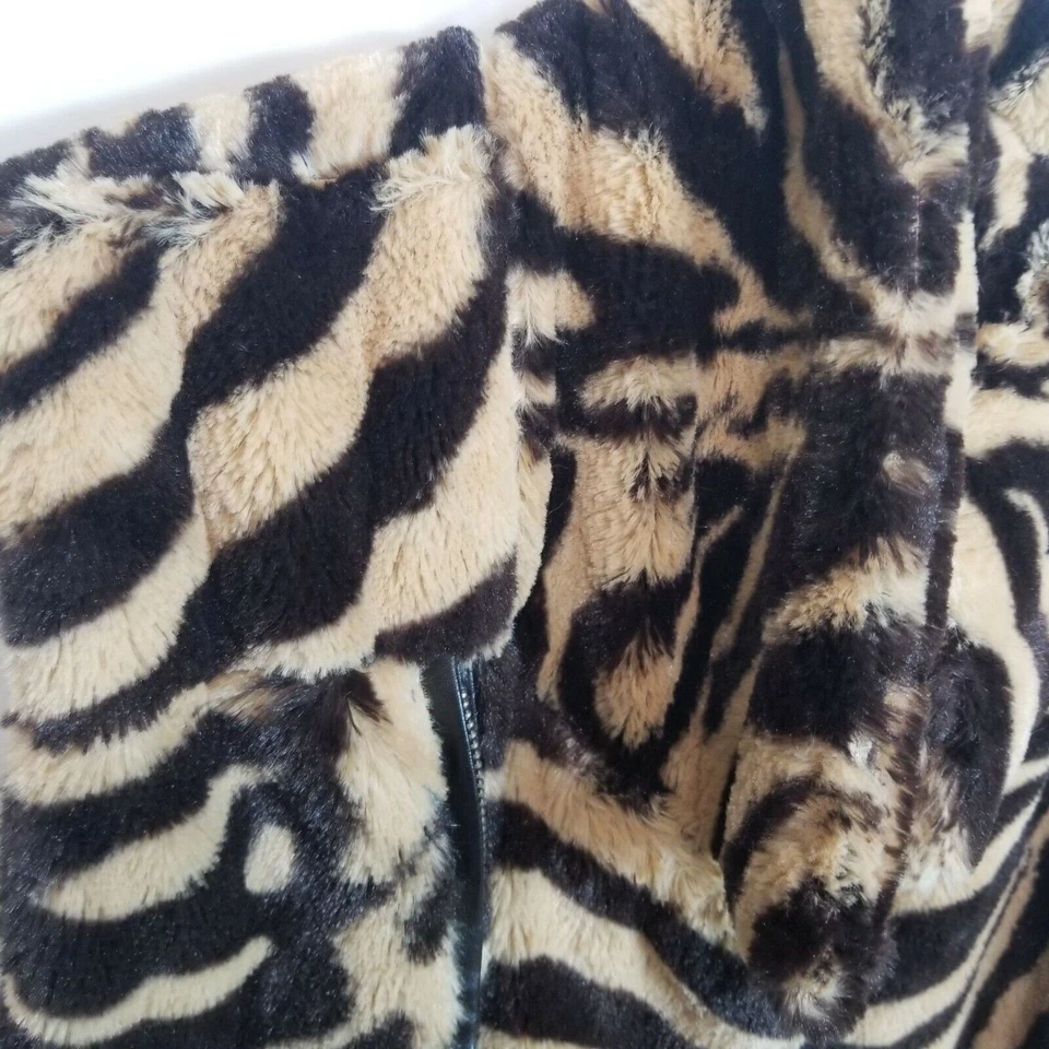 ADRIENNE LANDAU Mujeres Imitación Piel Leopardo Estampado Animal Chaleco Cremallera Completa Mob Esposa 1X  Foto 3 de 4