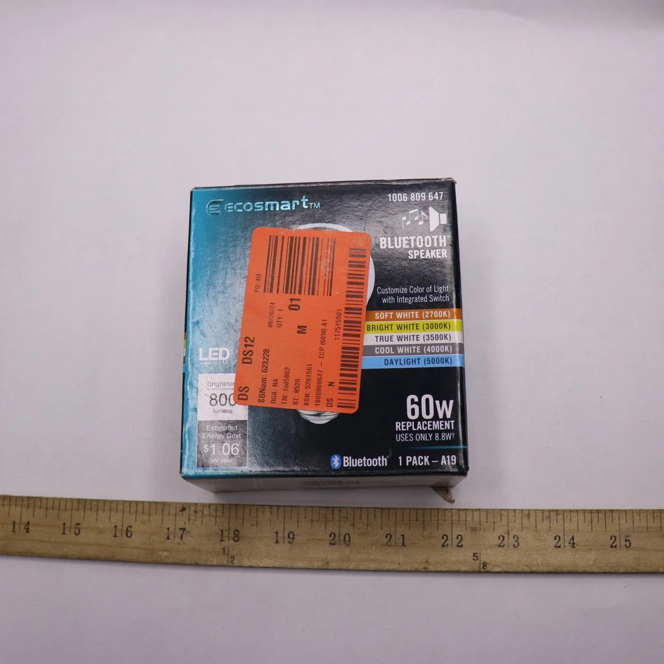 EcoSmart Bluetooth Speaker LED Light Bulb E26 60W BTOM605CCTCAESM - Image 2 of 4